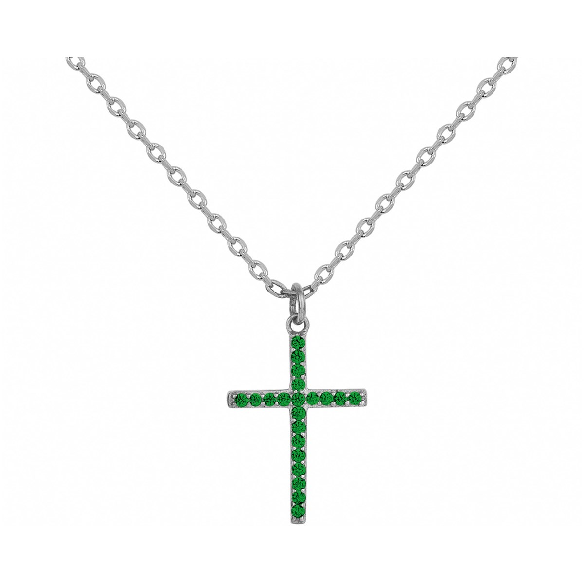 Collier en Argent avec oxyde de zirconium vert emeraude