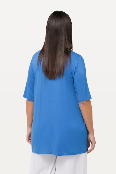 T-Shirt, Perlen, A-Linie, Tunika-Ausschnitt, Halbarm