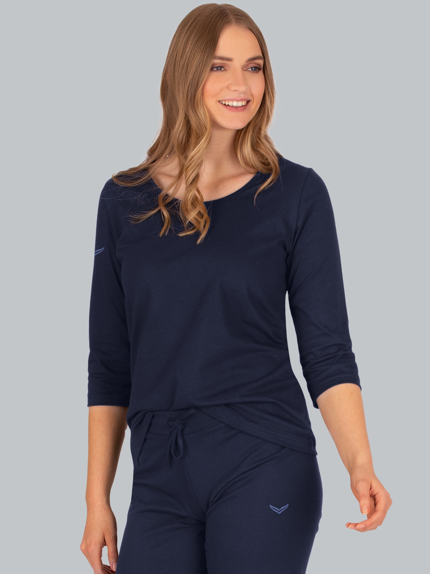 3/4 Arm Shirt aus Biobaumwolle Navy-C2C