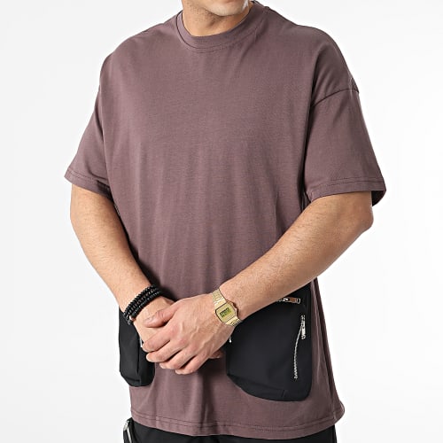 Ensemble Tee Shirt Poche Et Pantalon Jogging LL600 Prune
