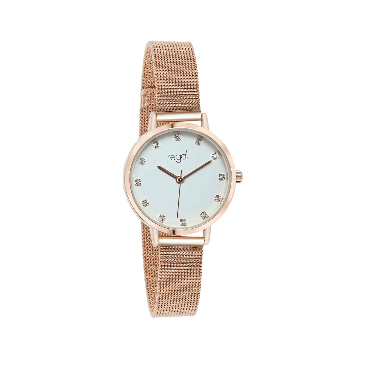 Regal mesh Sparkle dameshorloge rosekleurig