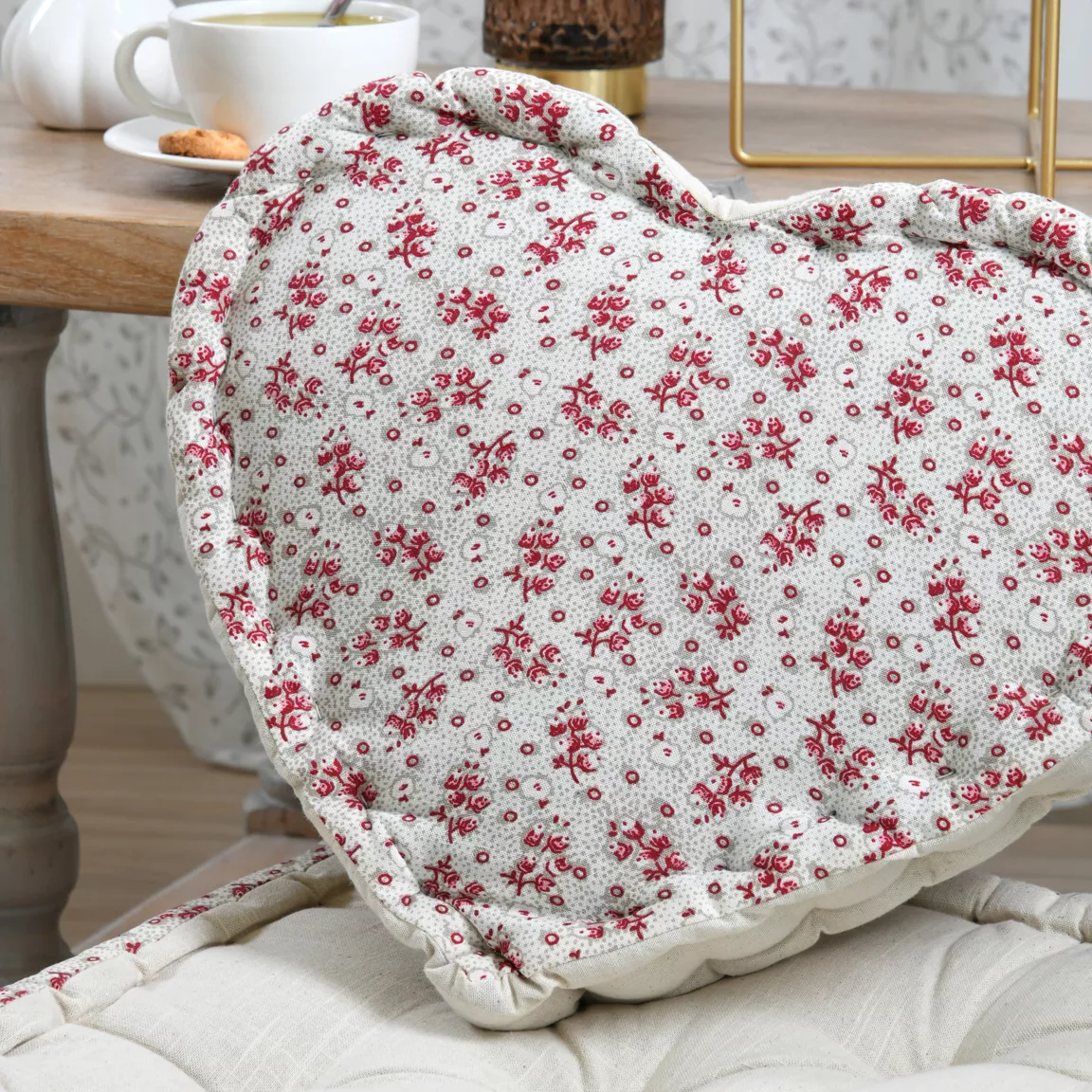 Coussin de sol cœur coton (40 x 40 cm) Ginny Rose