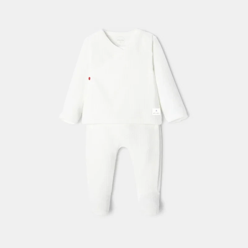 Pyjama cache-cœur en velours dévoré blanc naissance Absorba Blanc
