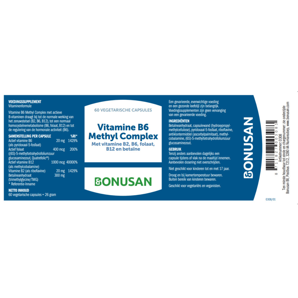 Bonusan Vitamine B6 Methyl Complex 60 Capsules