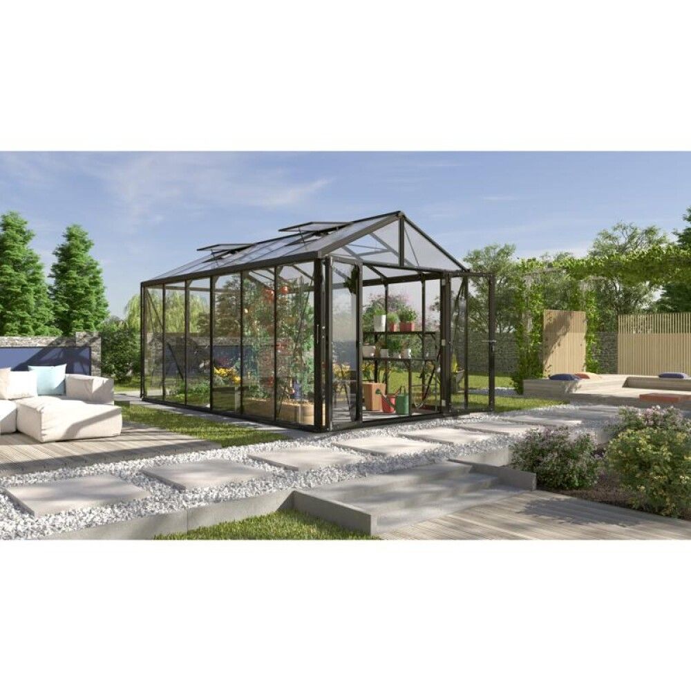DRIVHUS VITAVIA POSEIDON 11900 HERDET GLASS POLYTAK SVART
