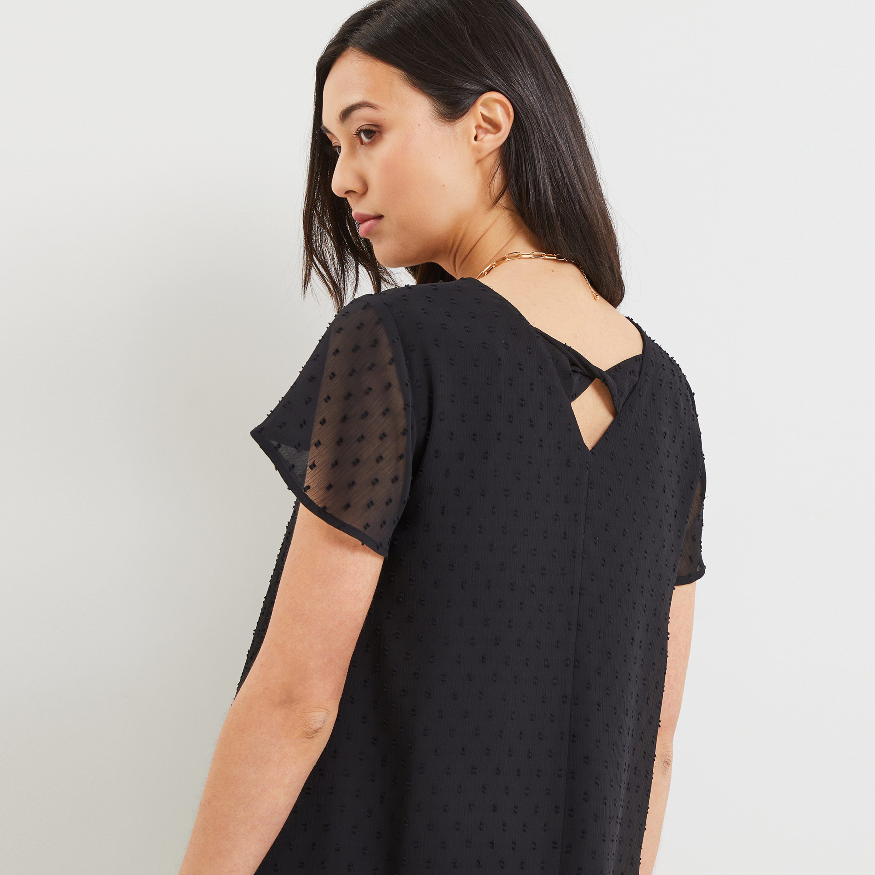 Robe plumetis femme - NOIR