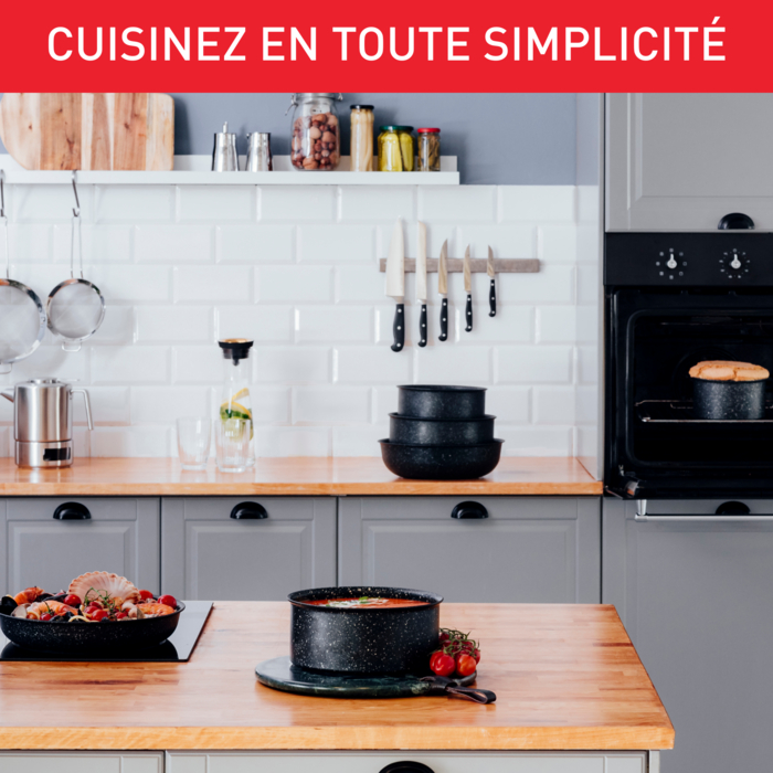Ingenio authentic noir mouchete set de 3 casseroles 16/18/20cm (1,5/2,1/3l) + 1 poignée amovible induction