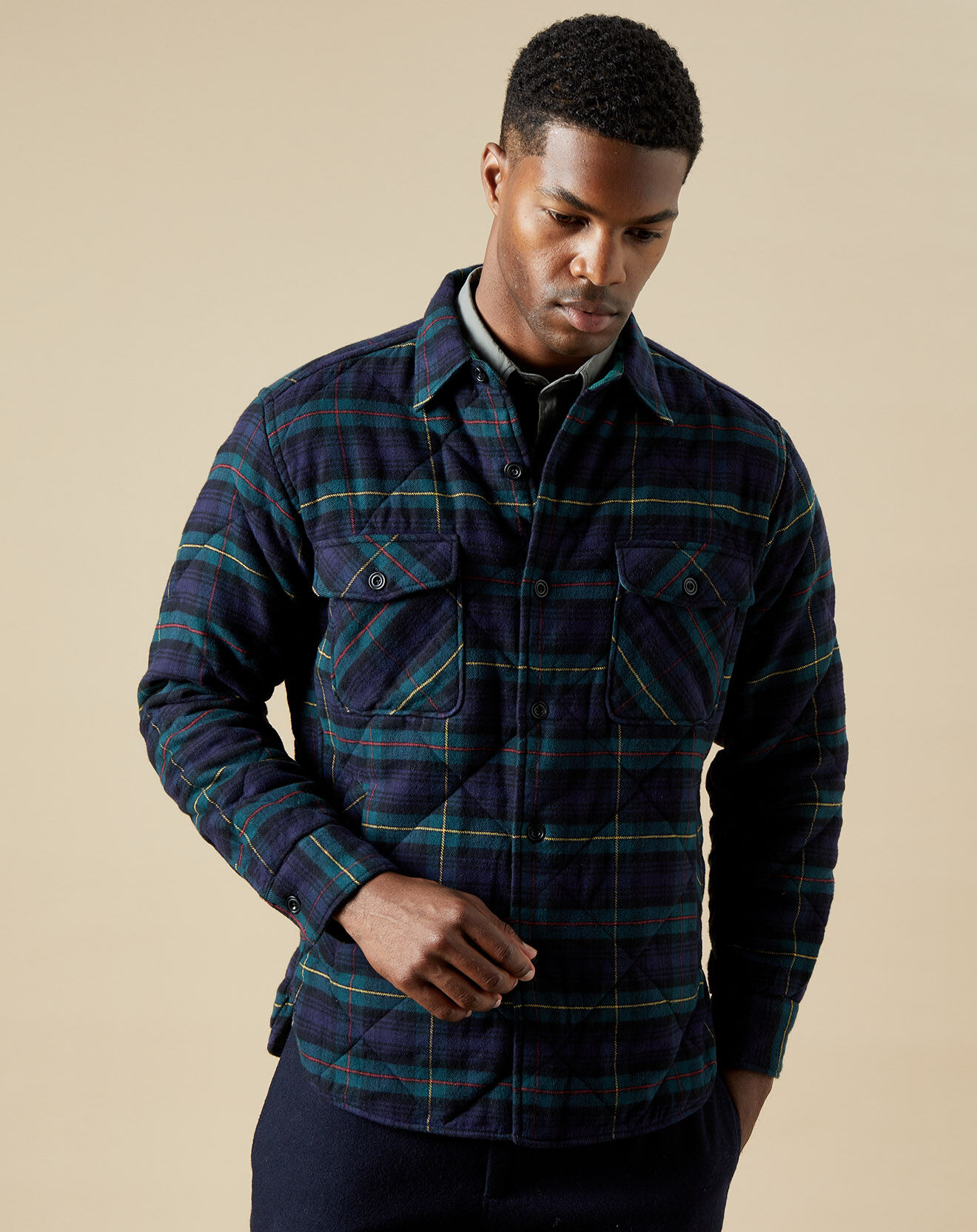 Hartford Veste Surchemise regular Peter à carreaux navy/bleu/vert/rouge