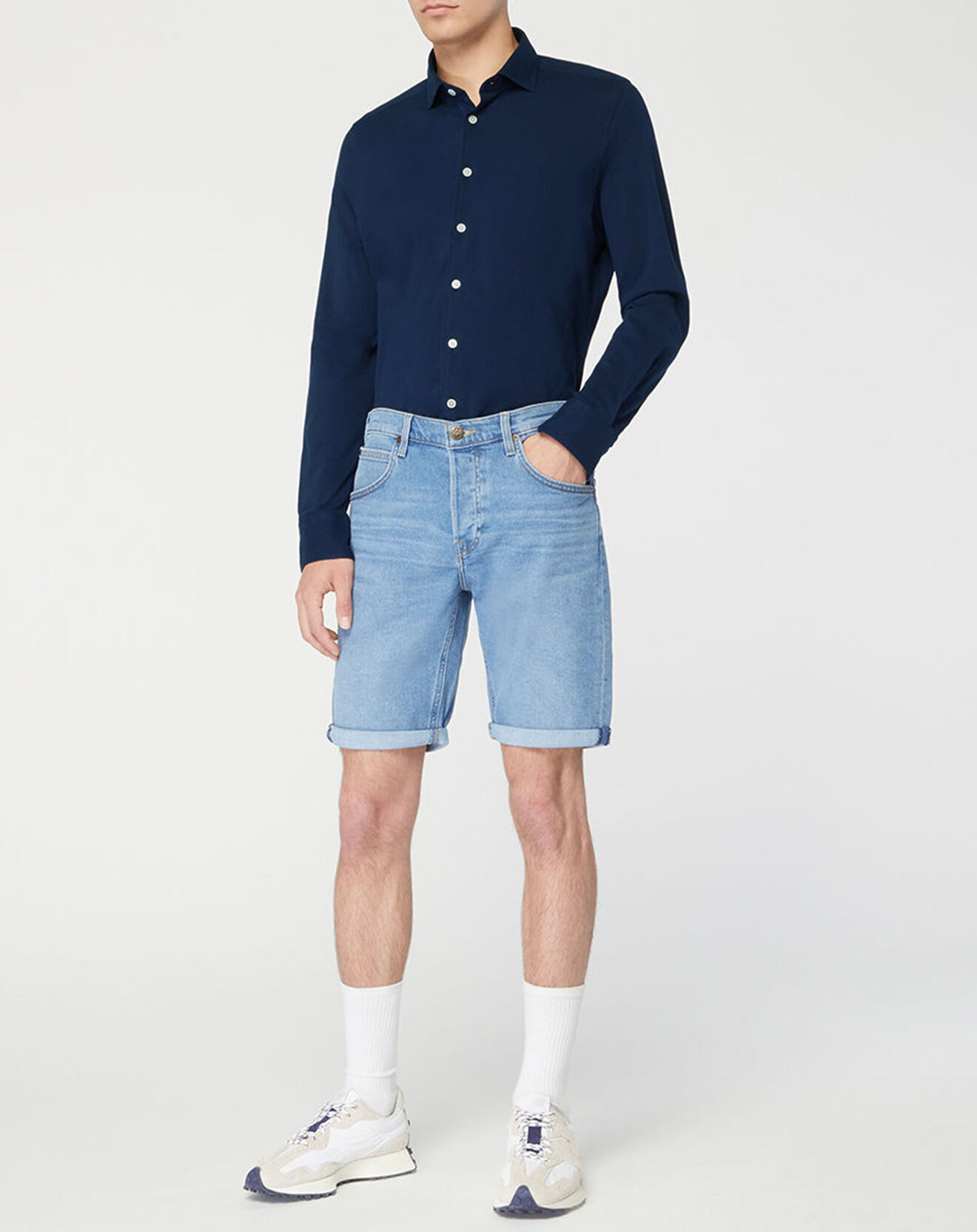 Hackett London Chemise Slim Fit Unie Piquée bleu marine