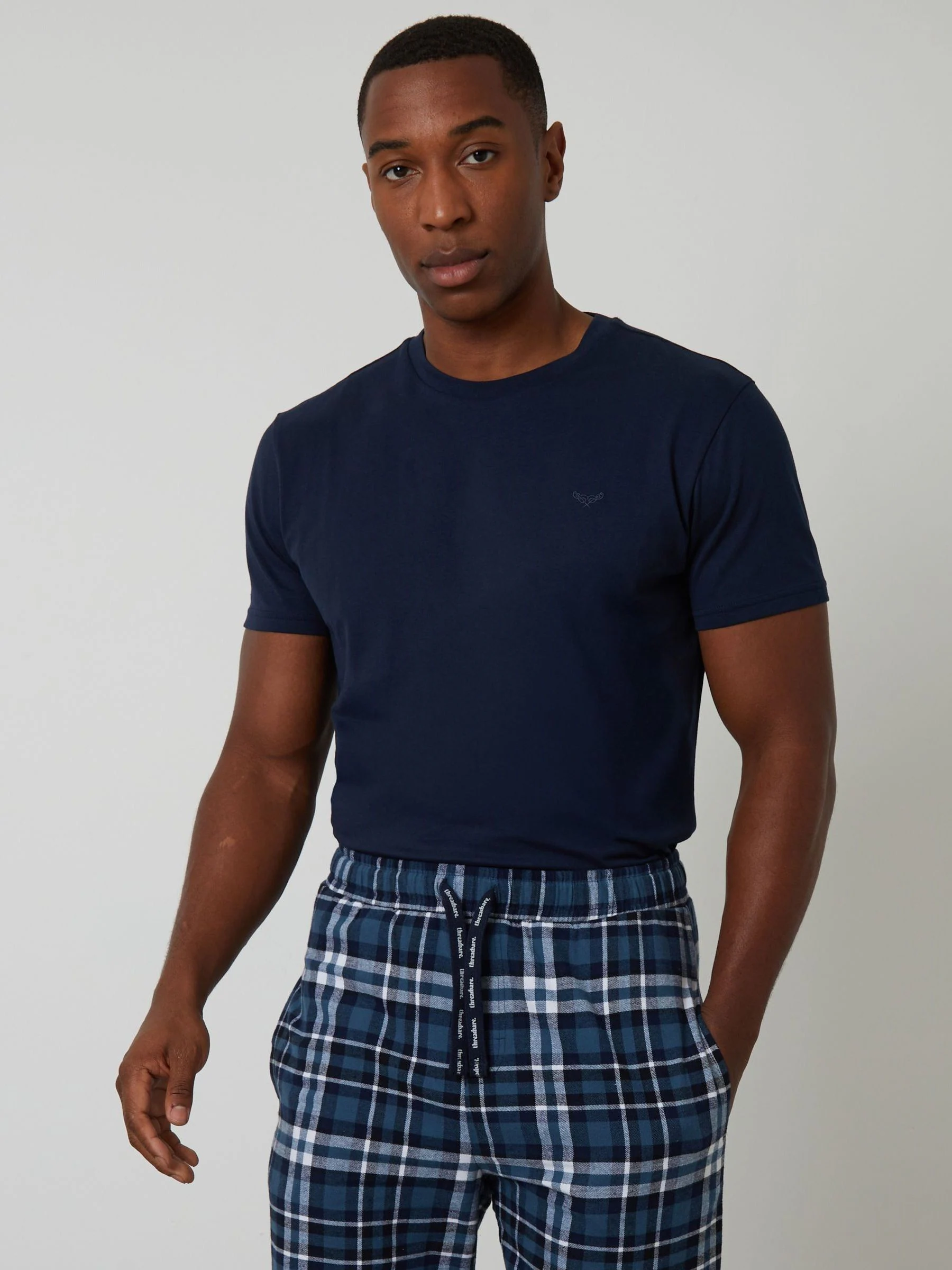 Marineblauw geruit - Threadbare pyjamaset