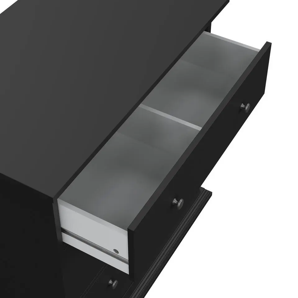 Hioshop North kommode 3 laden zwart mat