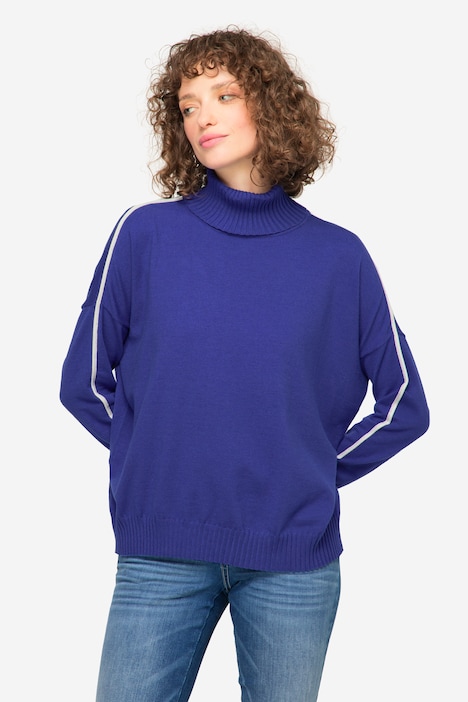 Pullover, Stehkragen, Langarm, Schmuckstreifen