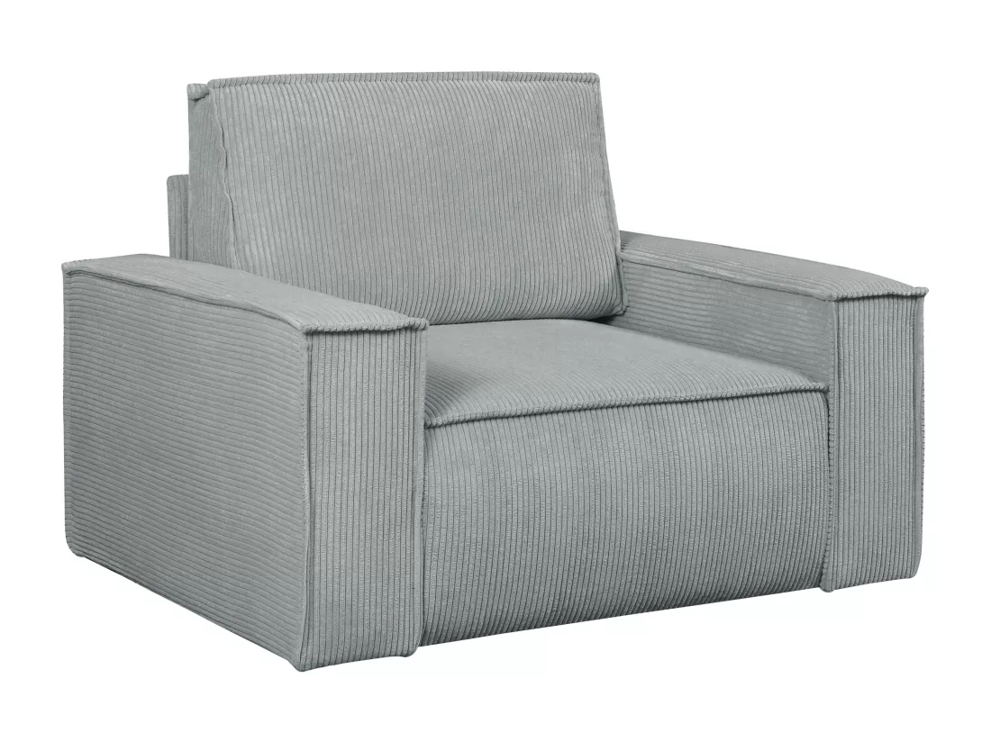 Fauteuil en velours côtelé gris clair AMELIA
