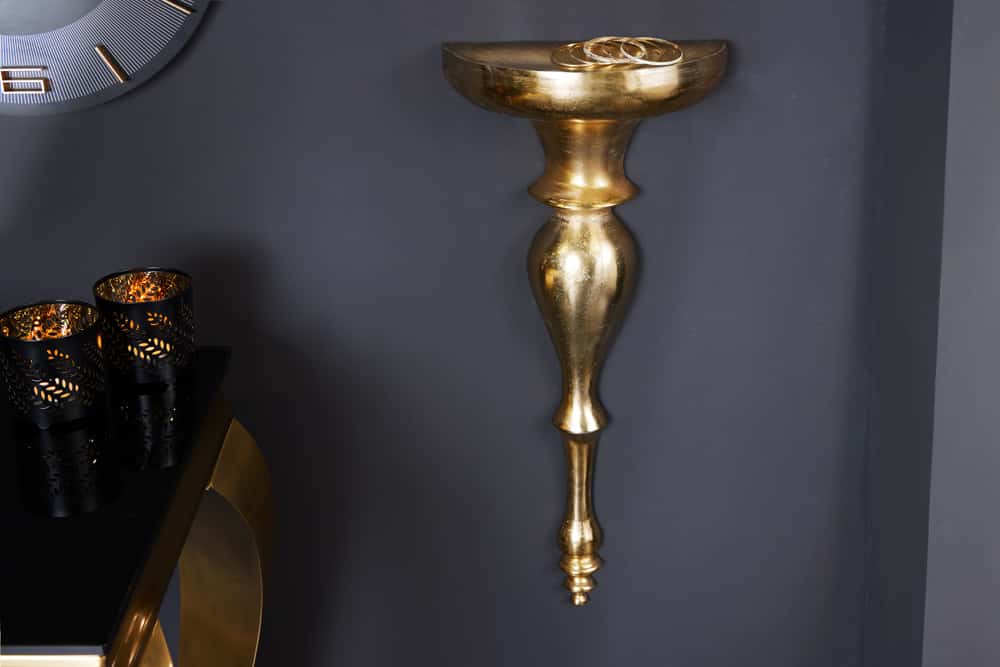 Barock Wandkonsole SCALA 60cm gold Metall Wandregal handmade Wanddekoration