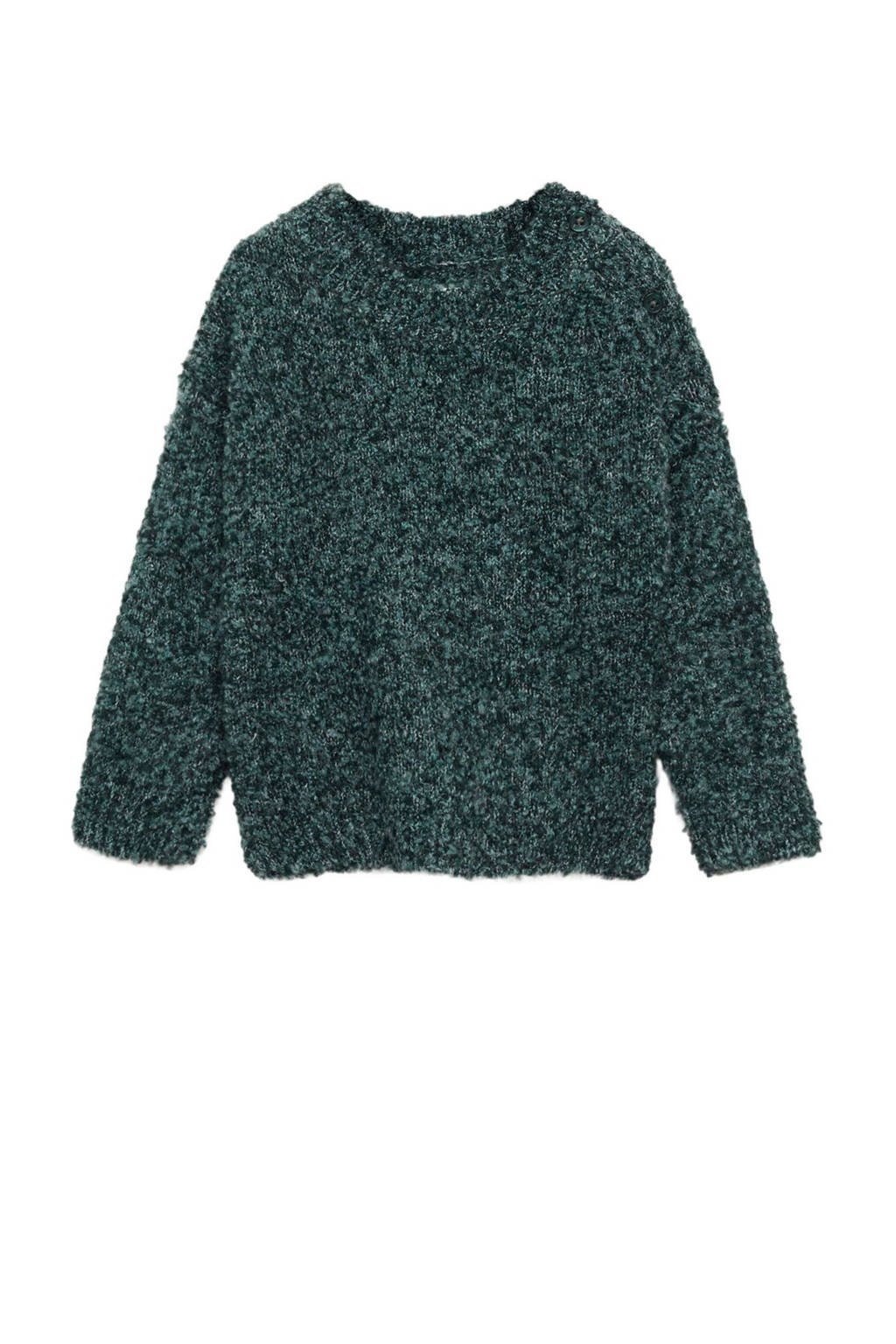 Mango Kids trui donkergroen grof gebreid
