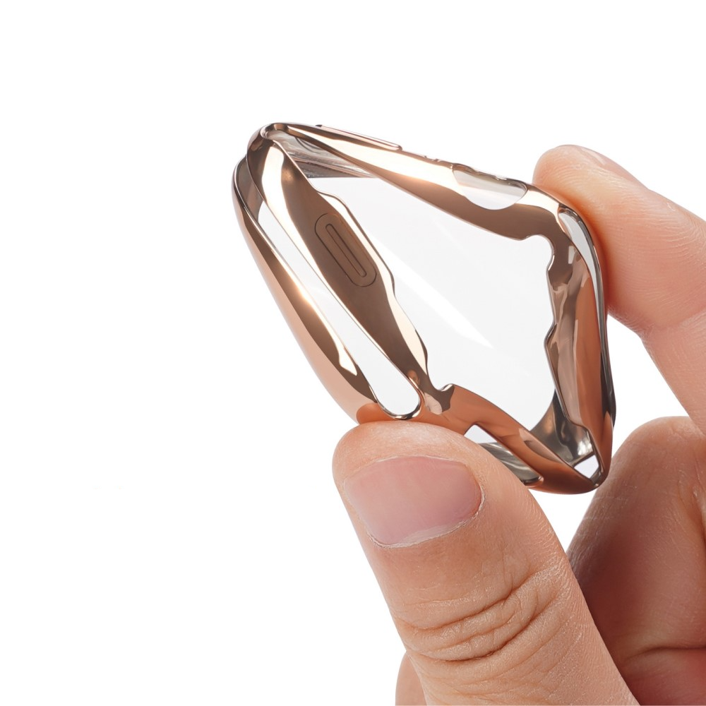 Apple Watch (41mm) Gummi Bumper Hülle mit Galvanisiertem Rahmen   Display Schutzfolie - Roségold
