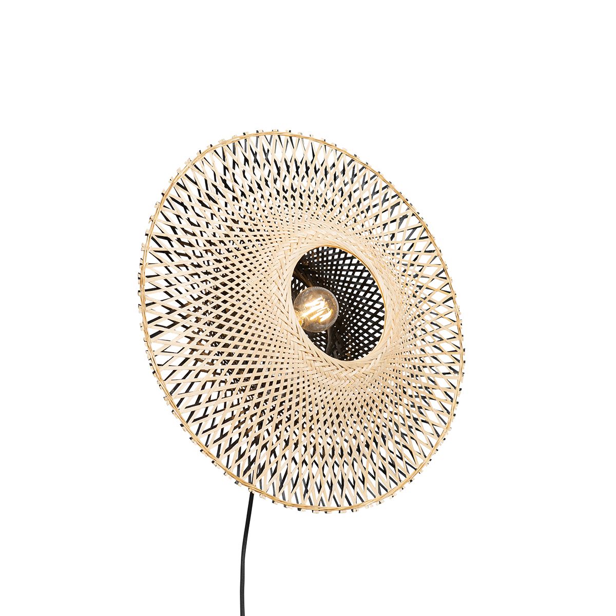 Smart wandlamp bamboe 50 cm met stekker incl. Wifi A60 - Rina