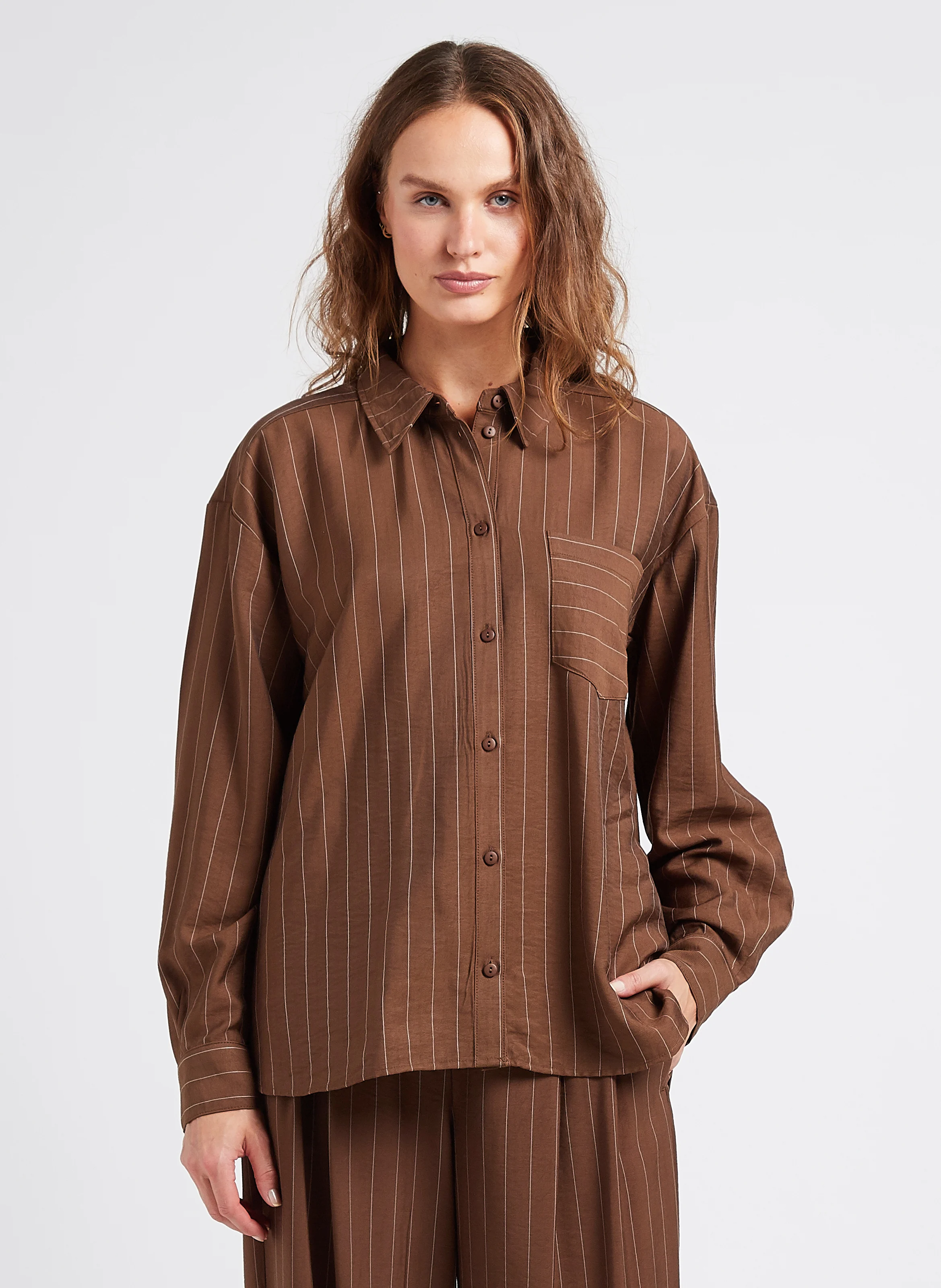 JOANITA - Chemise ample col classique imprimé rayé | Multicolore