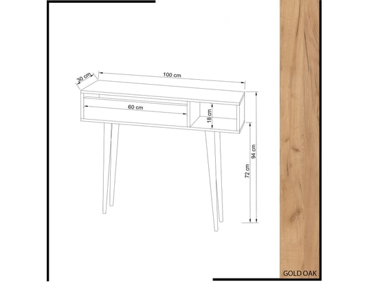 CONCEPT1 - Console Oseyo chêne blanc 100 x 30 x h94cm