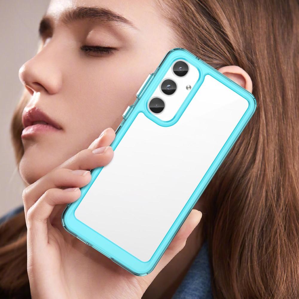 Samsung Galaxy A55 Hybrid Hülle TPU Bumper Acryl Rückseite - Transparent / Hellblau