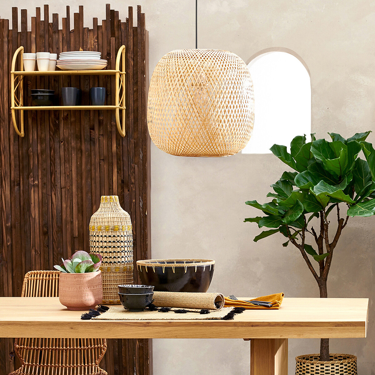 LA REDOUTE INTERIEURS<br>Prateleira dupla em rattan L60 cm, Malu