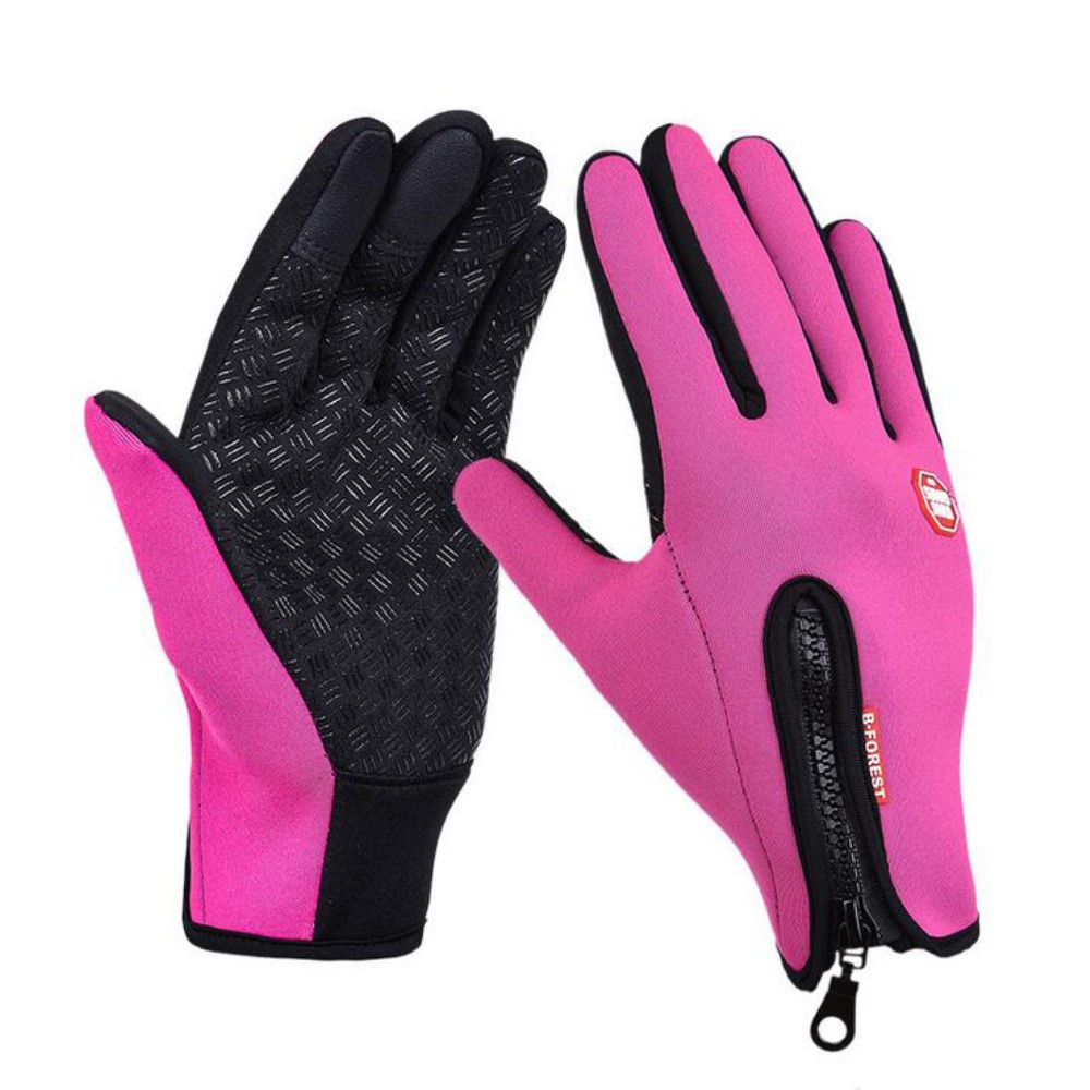 (1 Paar) Gr. M Wetterfeste Nylon Outdoor Touch Handschuhe - Pink