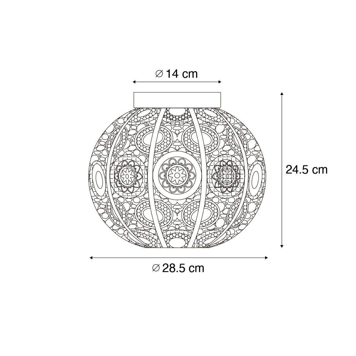 Oosterse plafondlamp goud met groen 28,5 cm - Baloo