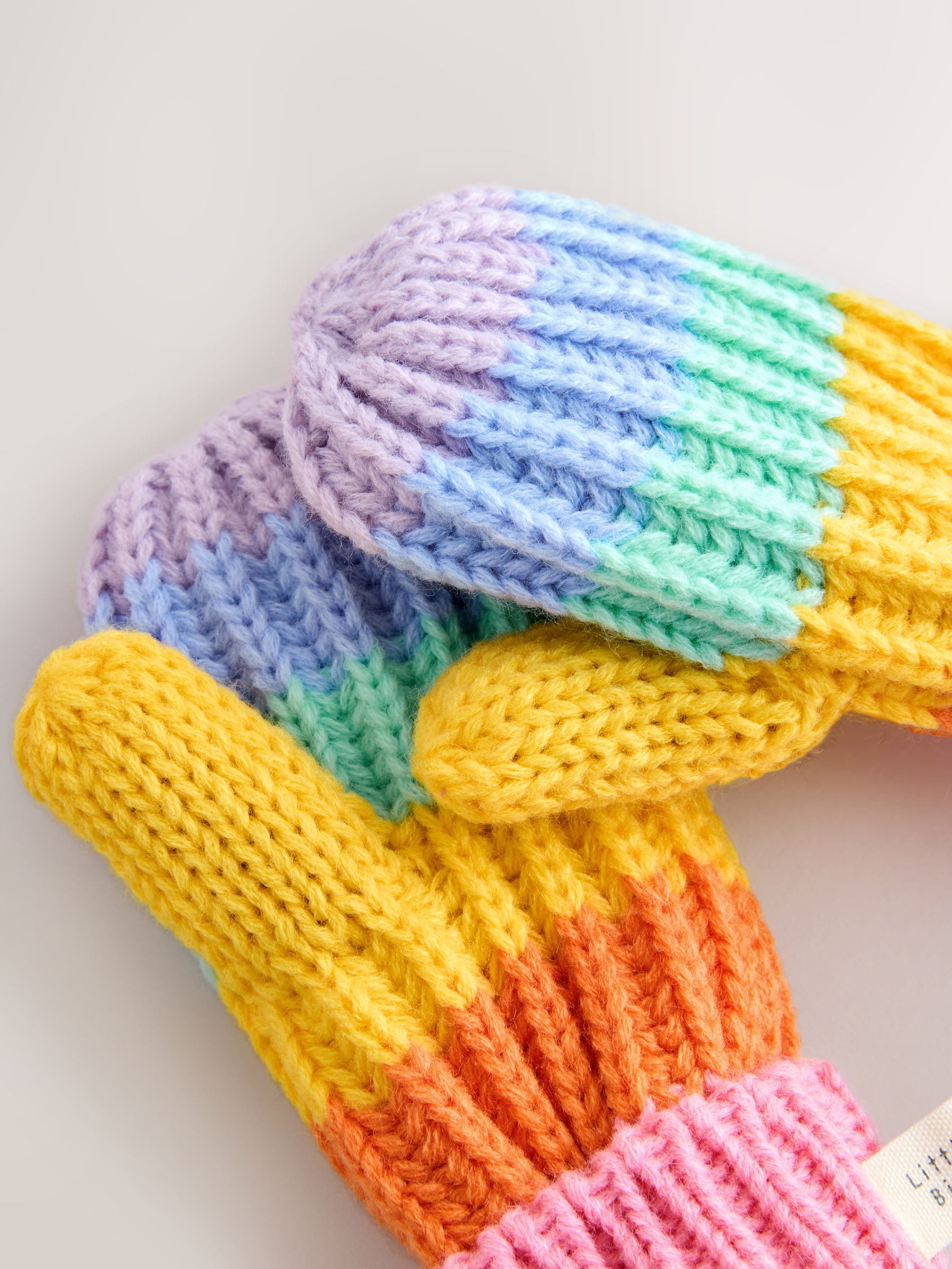 Meerkleurige pastel regenboogstreep - Little Bird by Jools Oliver set van muts met wanten of handschoenen