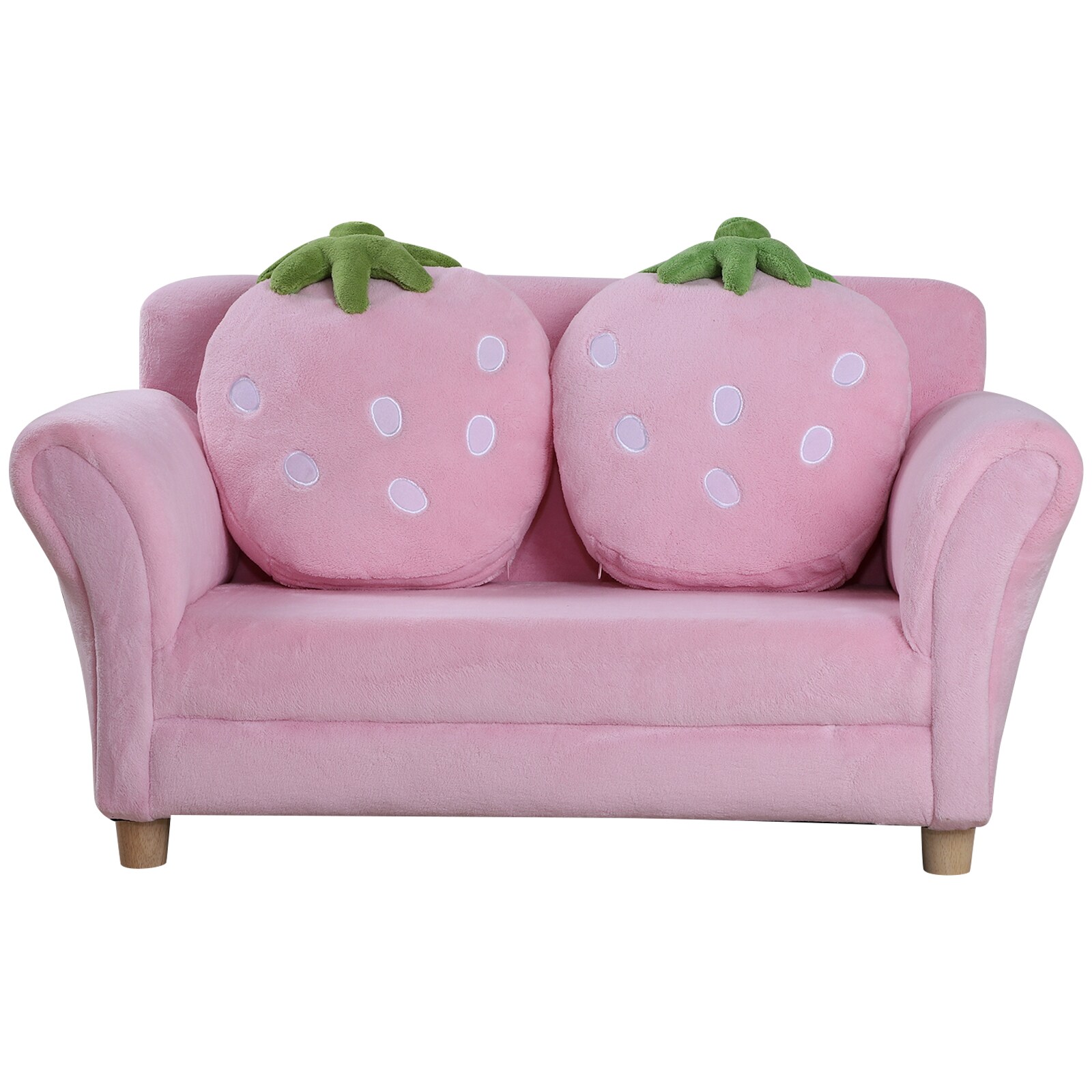 HOMCOM Kinder Erdbeersofa inklusive Kissen rosa, grün 90 x 50 x 43 cm (LxBxH)