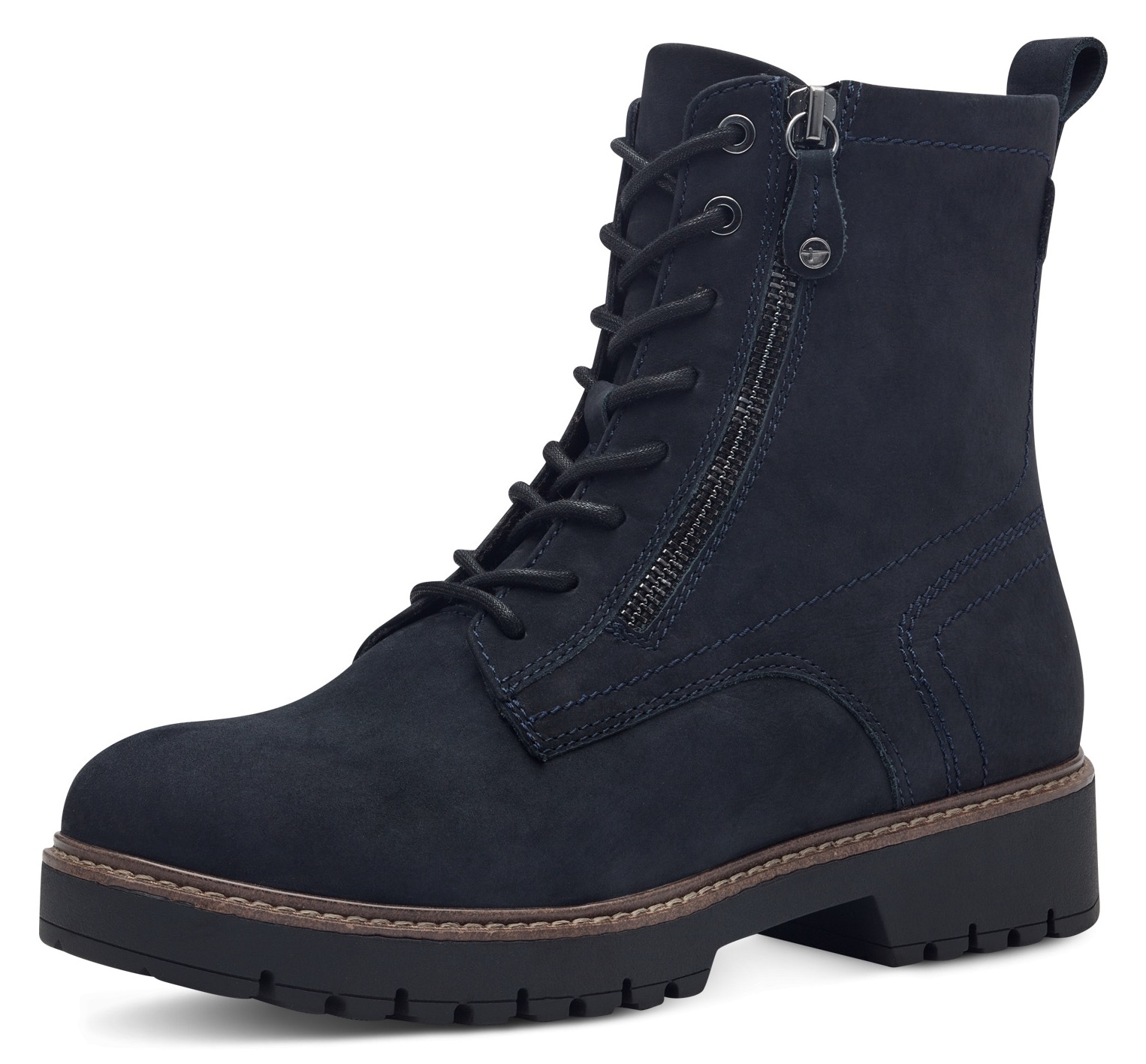 Tamaris Schnürboots  , Blockabsatz, Schnürstiefelette mit Zierreissverschluss aussen