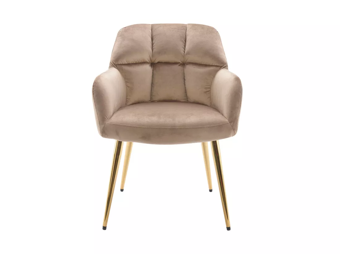 Lot de 6 chaises avec accoudoirs - Velours et métal doré - Beige - PEGA de PASCAL MORABITO