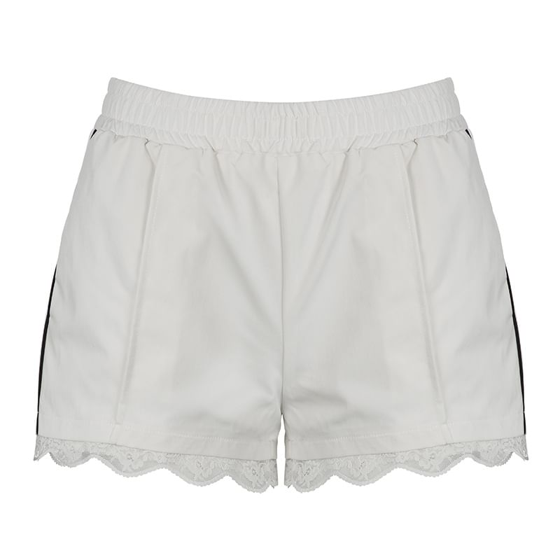 Trisica - Mid-rise sweatshort met kanten rand