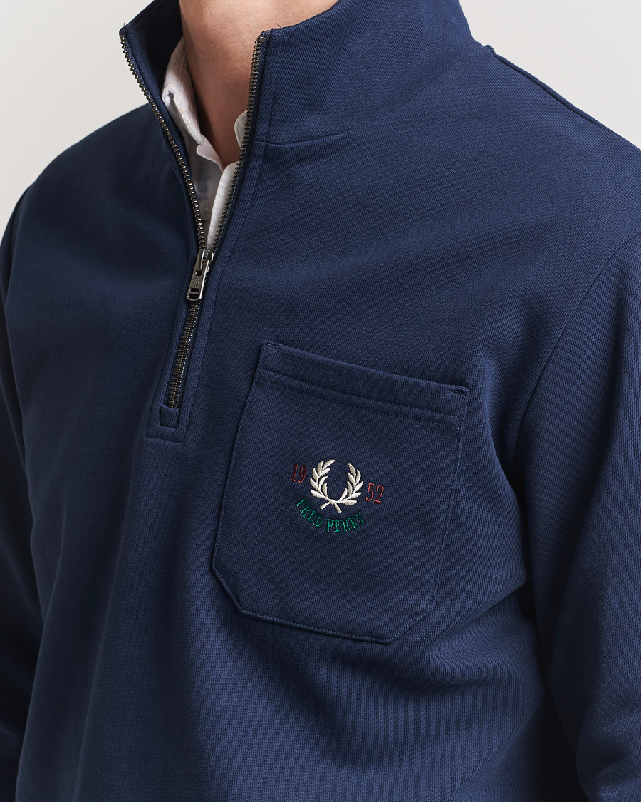 Fred Perry Embroidered Champion Half Zip Tennis Blue