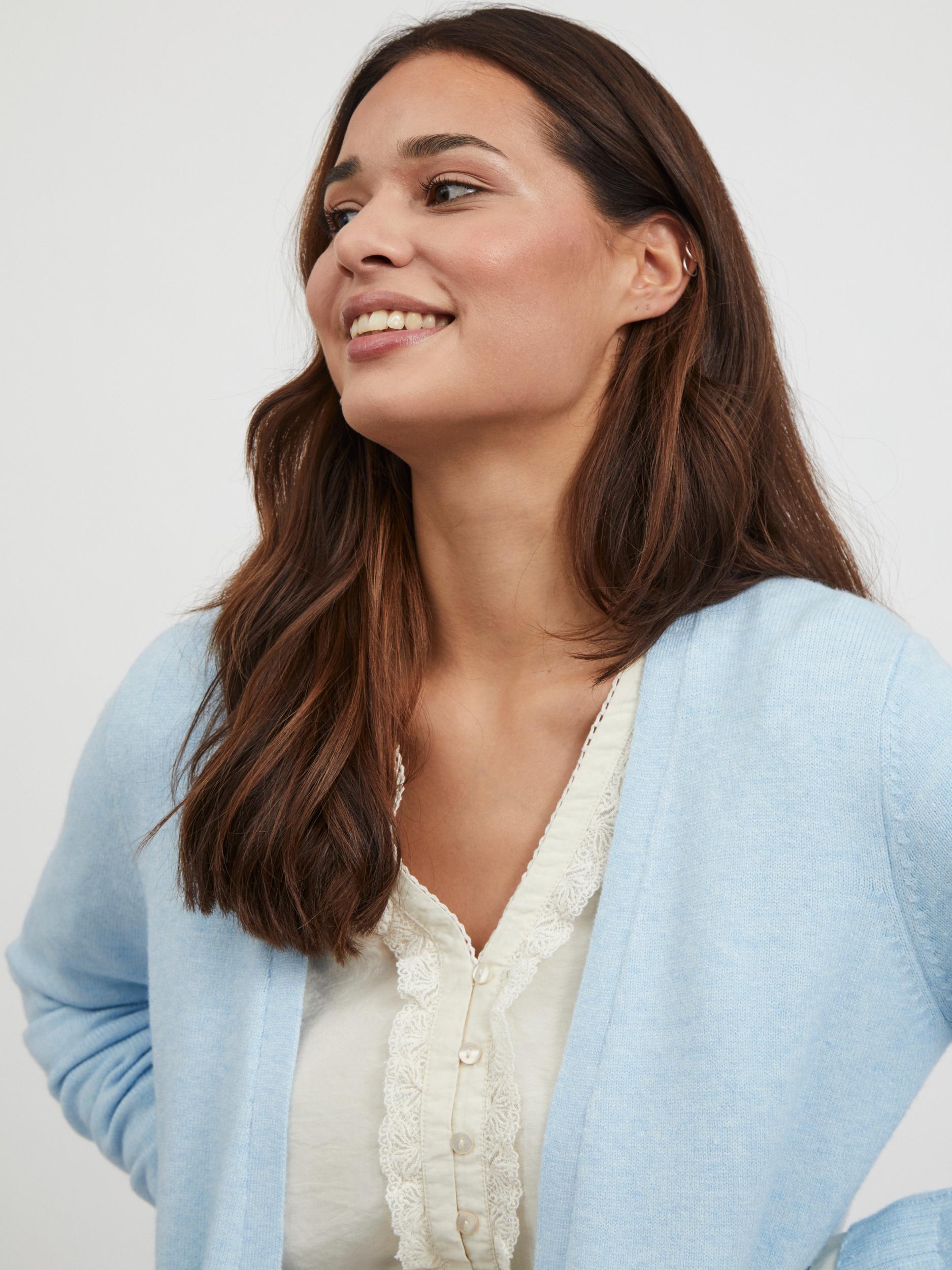 Vila  Viril Open Knit, cardigan - Kentucky Blue