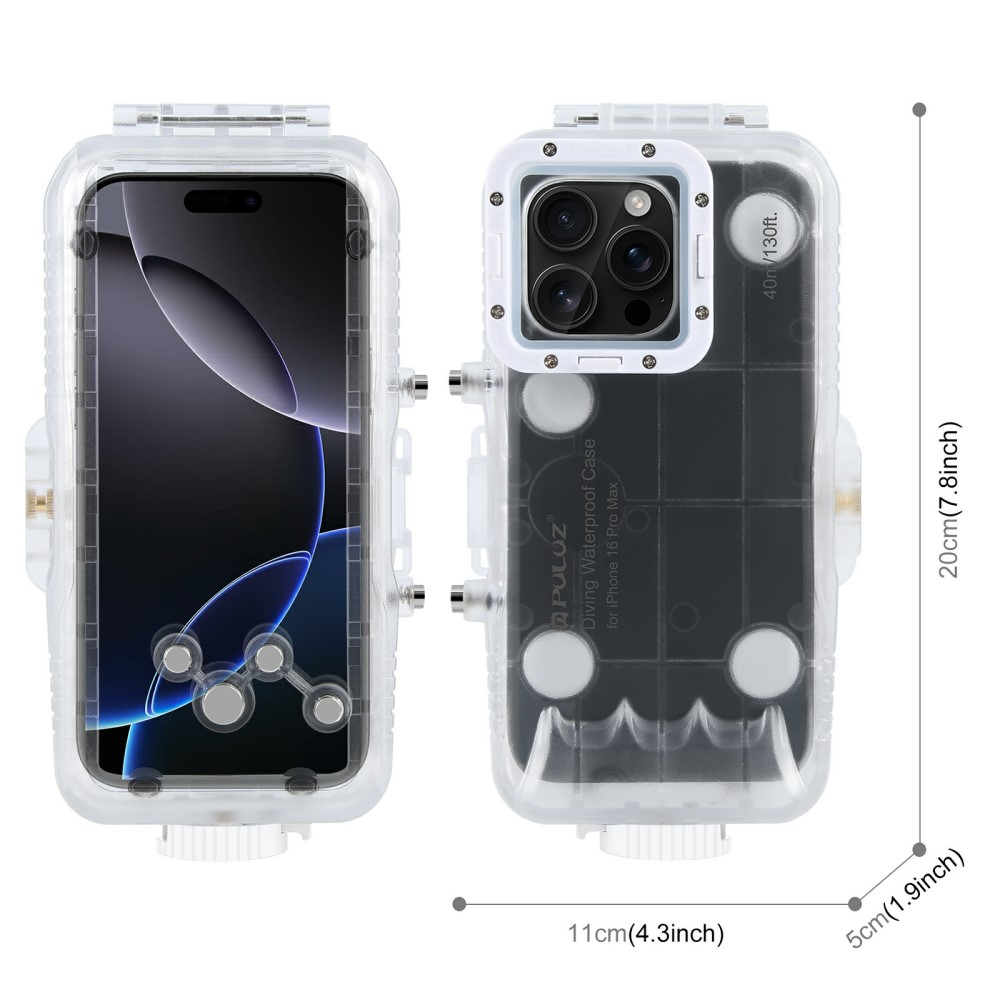 iPhone 16 Pro Max Unterwasser Case Hülle Taucher Schutzgehäuse (IPX8) - Weiss