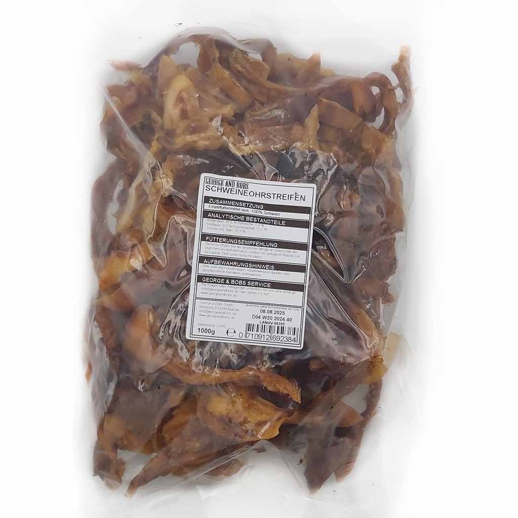 Hundesnack Schweineohrstreifen 1 kg MHD:8.8.25
