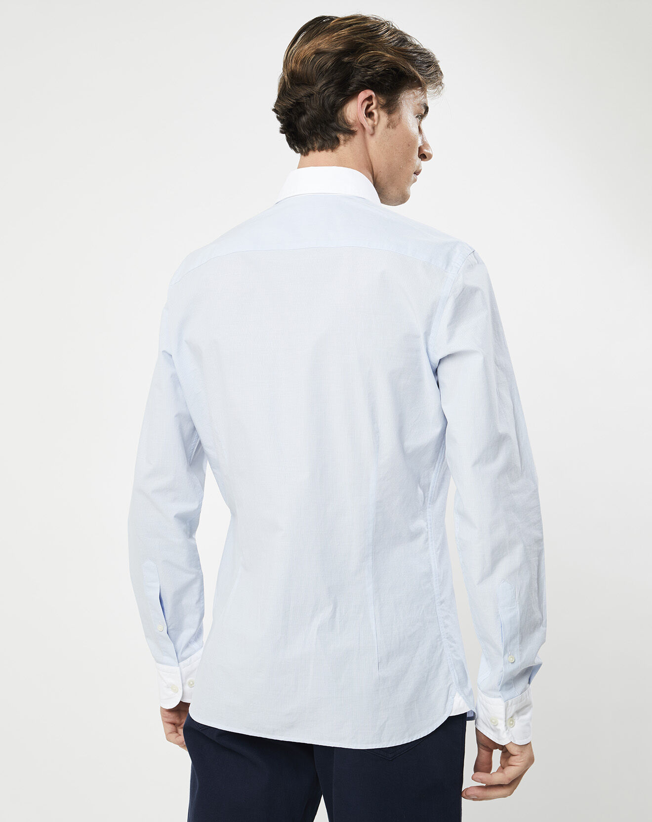 Hackett London Chemise Slim Fit à fines rayures bleue