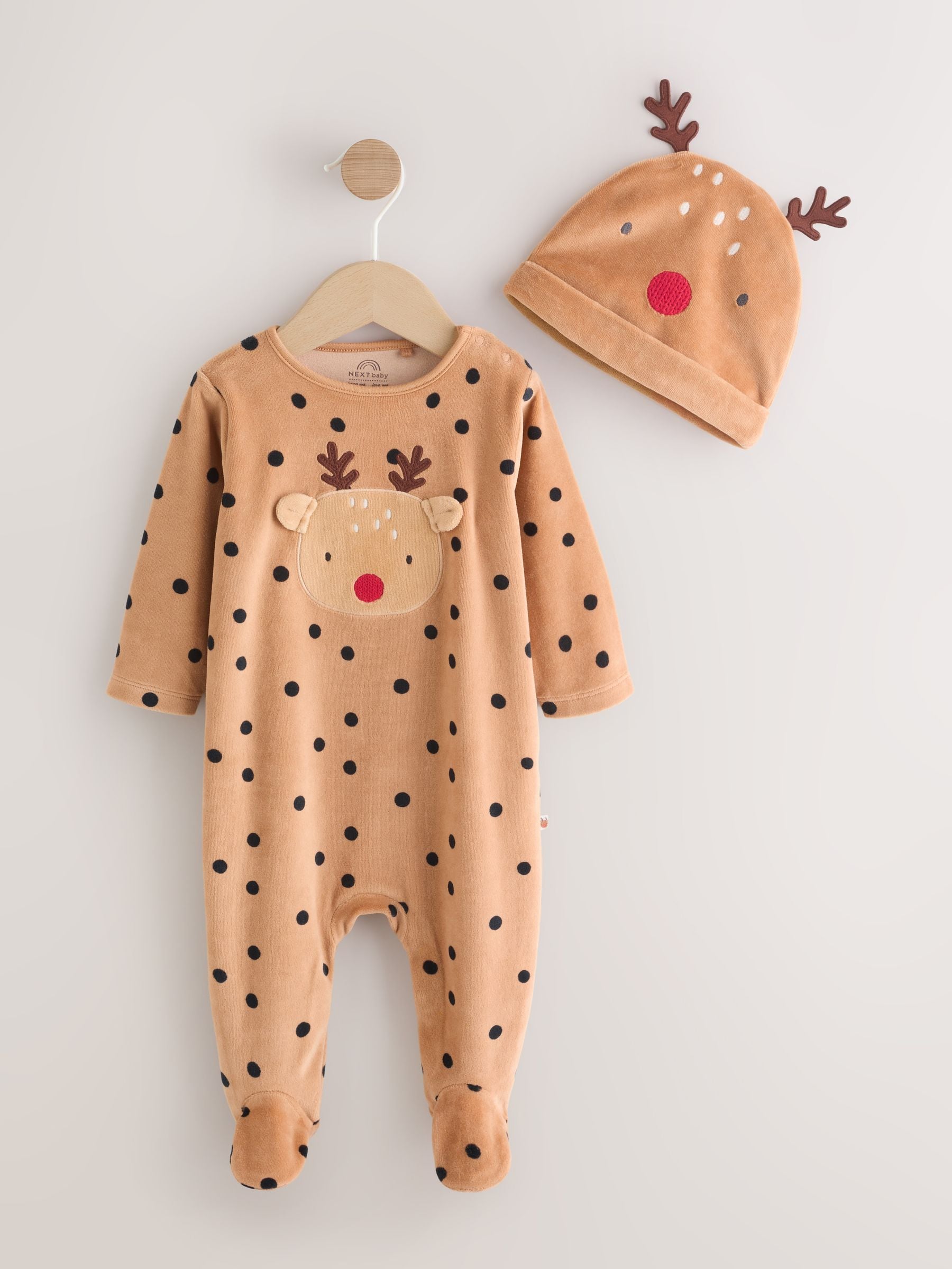 Bruin rendier - Baby kerst verkleed pyjama (0mnd -2jr)