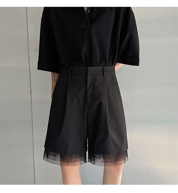 Freehop - Gelaagde shorts met hoge taille en mesh-afwerking