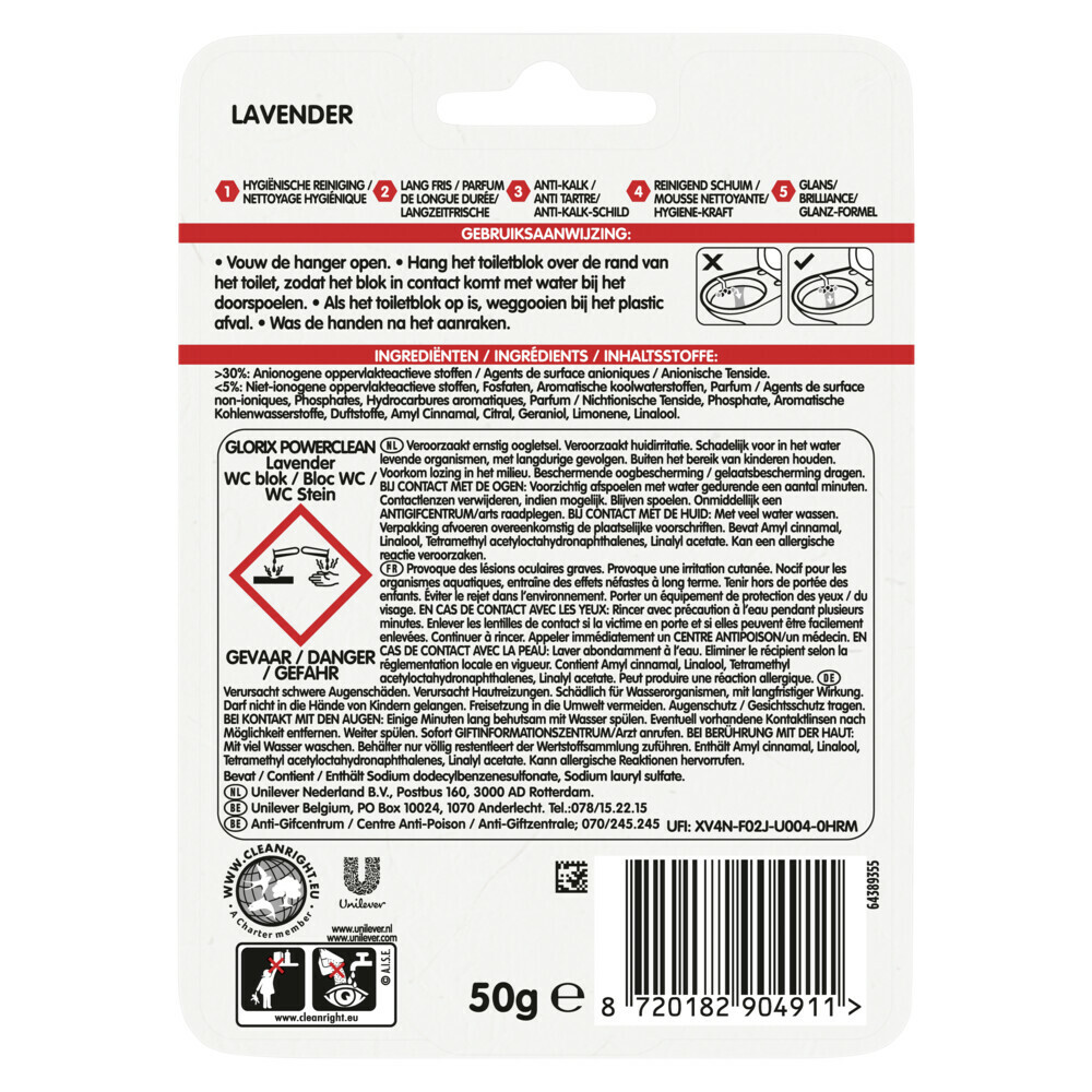 Glorix Toiletblok Power Clean Lavendel