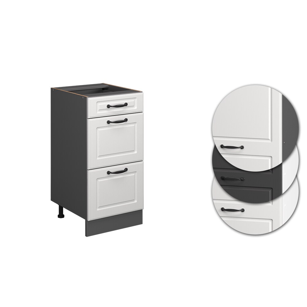 Vicco Schubladenunterschrank Küchenschrank Küchenzeile R-Line Landhaus 40 cm Anthrazit Weiß Schublade