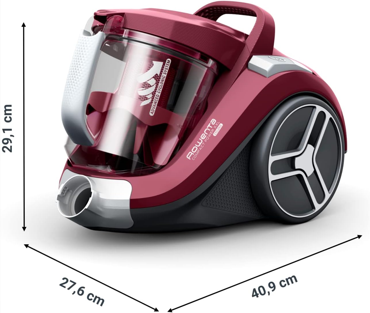 Rowenta Compact Power XXL Classic beutelloser Bodenstaubsauger, 900 Watt, 3-stufiges Filtersystem, Fassungsvermögen, kompakt, 8,80 m Reinigungsradius, inkl. 2-in-1 Fugendüse, Rot, RO4B23