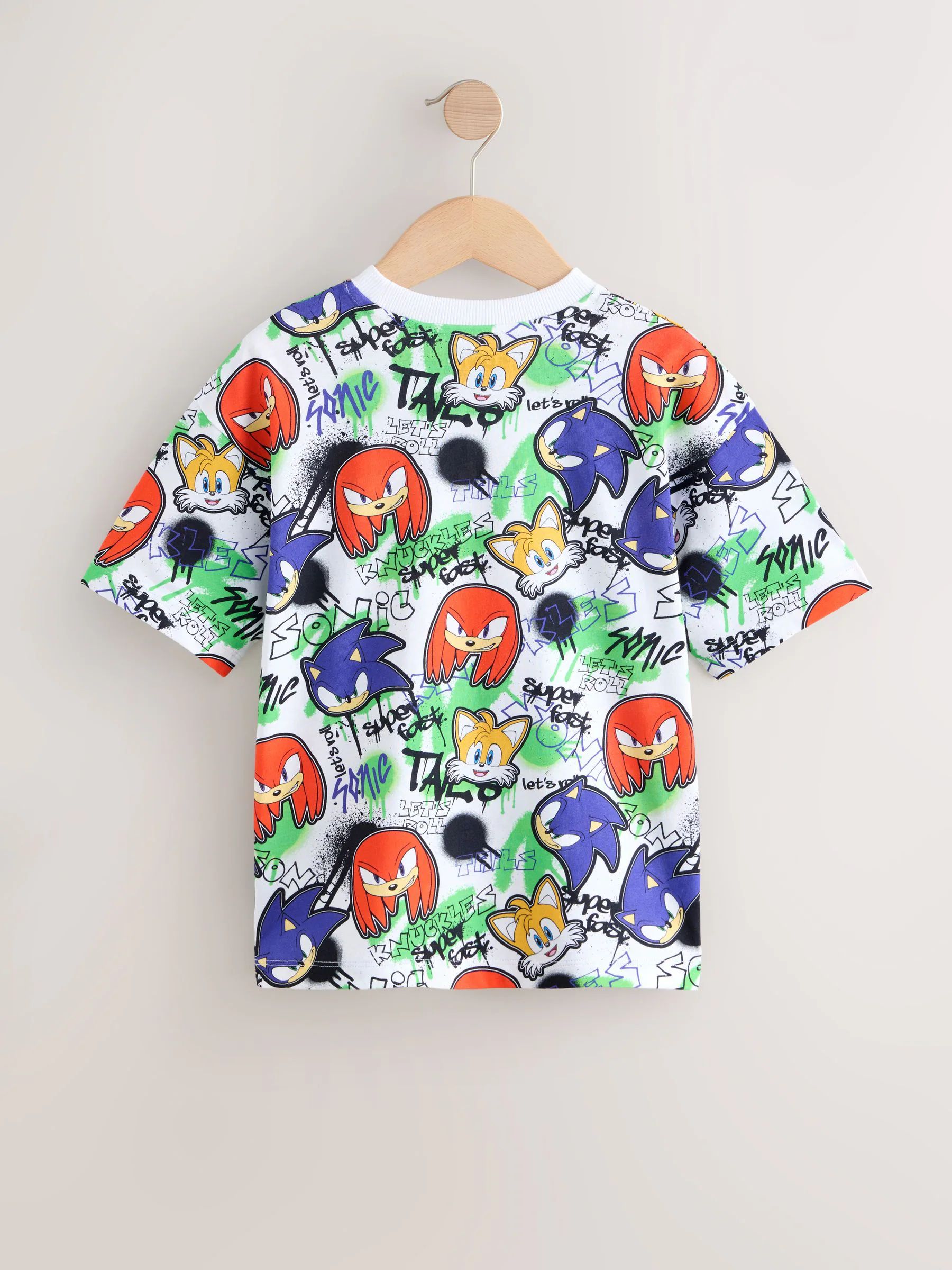 Rood/blauw met print - Sonic T-shirt (3-16jr)