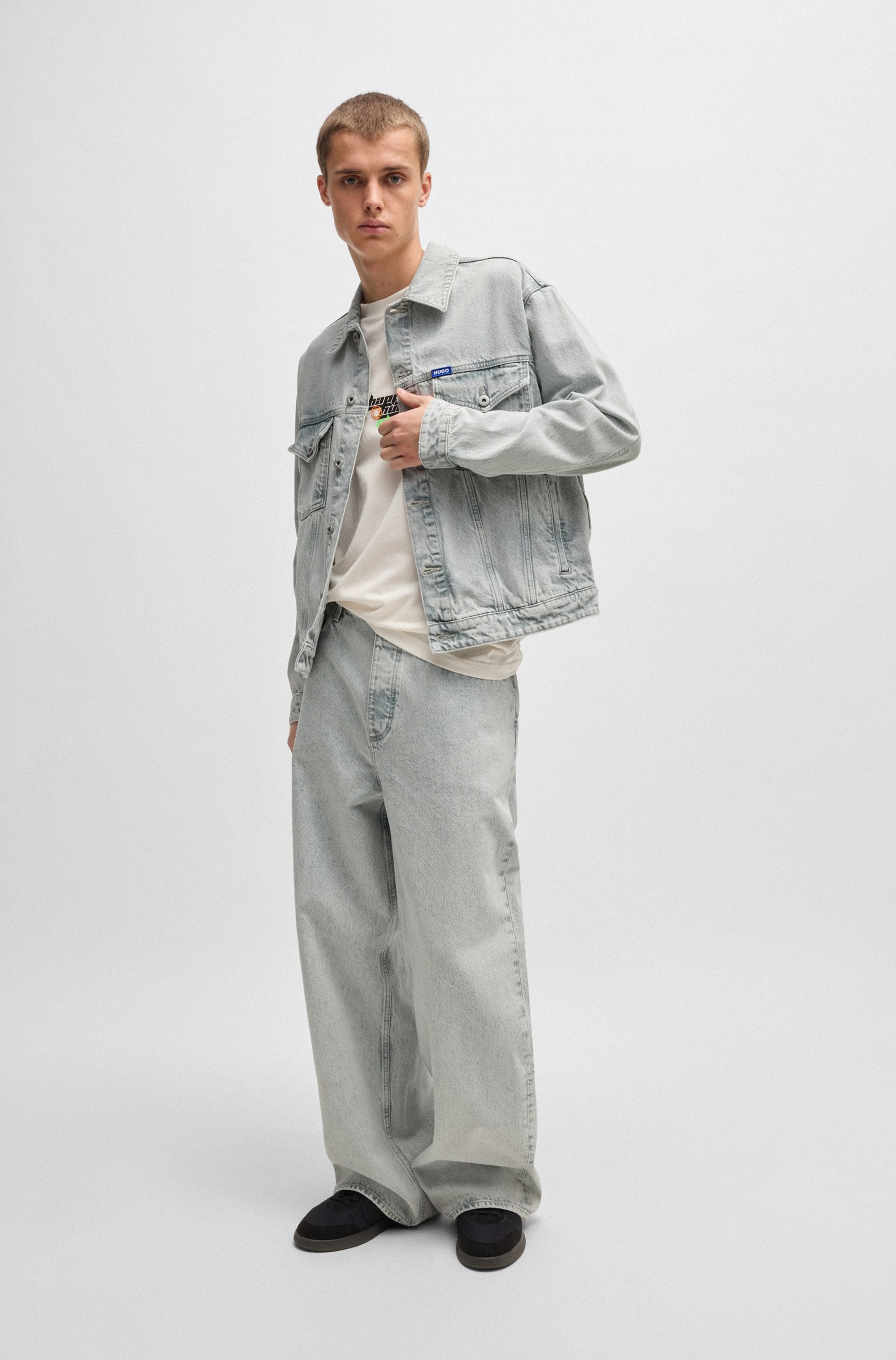 HUGO Blue Jeansjacke »Dex« mit BOSS Leder-Badge