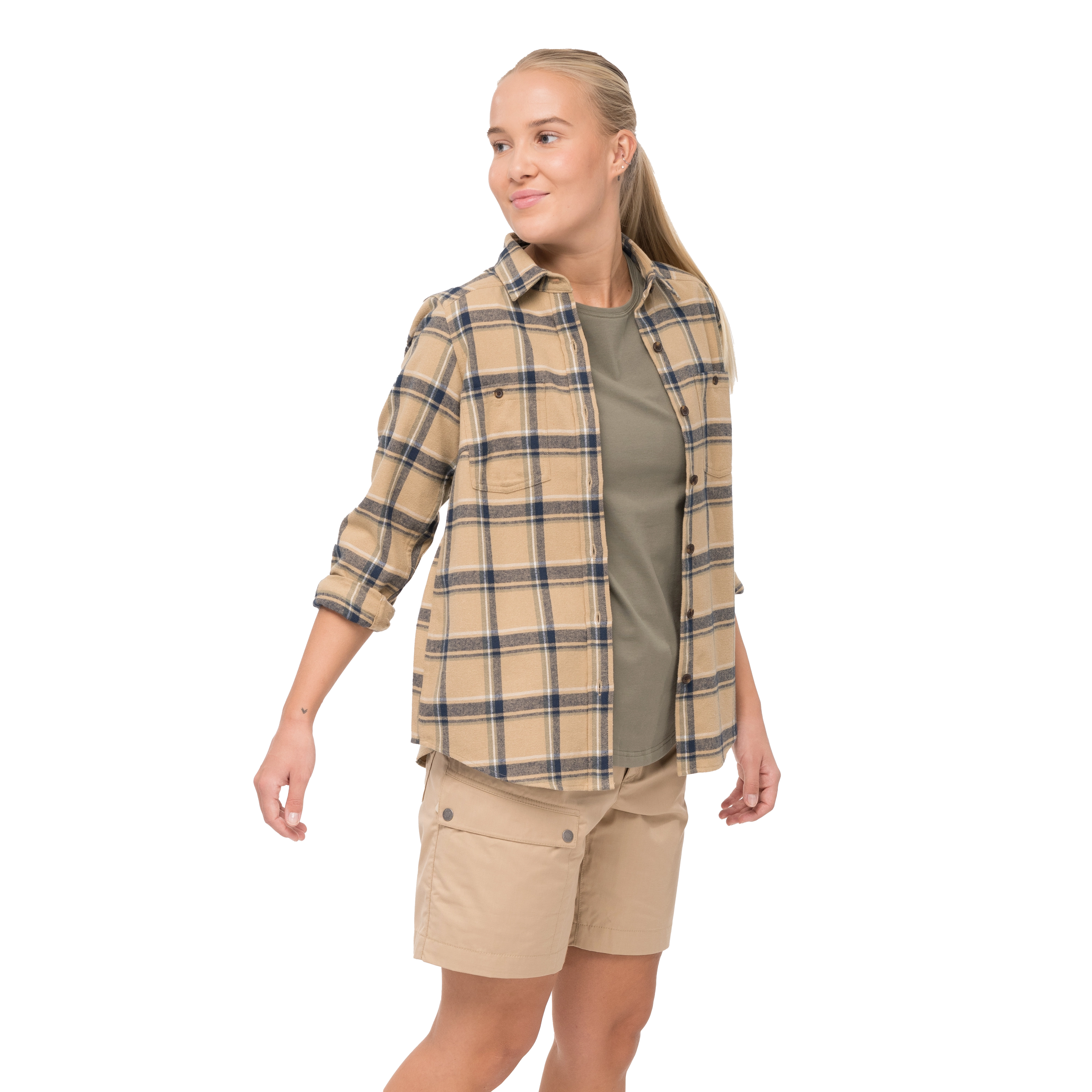 Tovdal W Shirt Warm Sand / Navy Blue Check