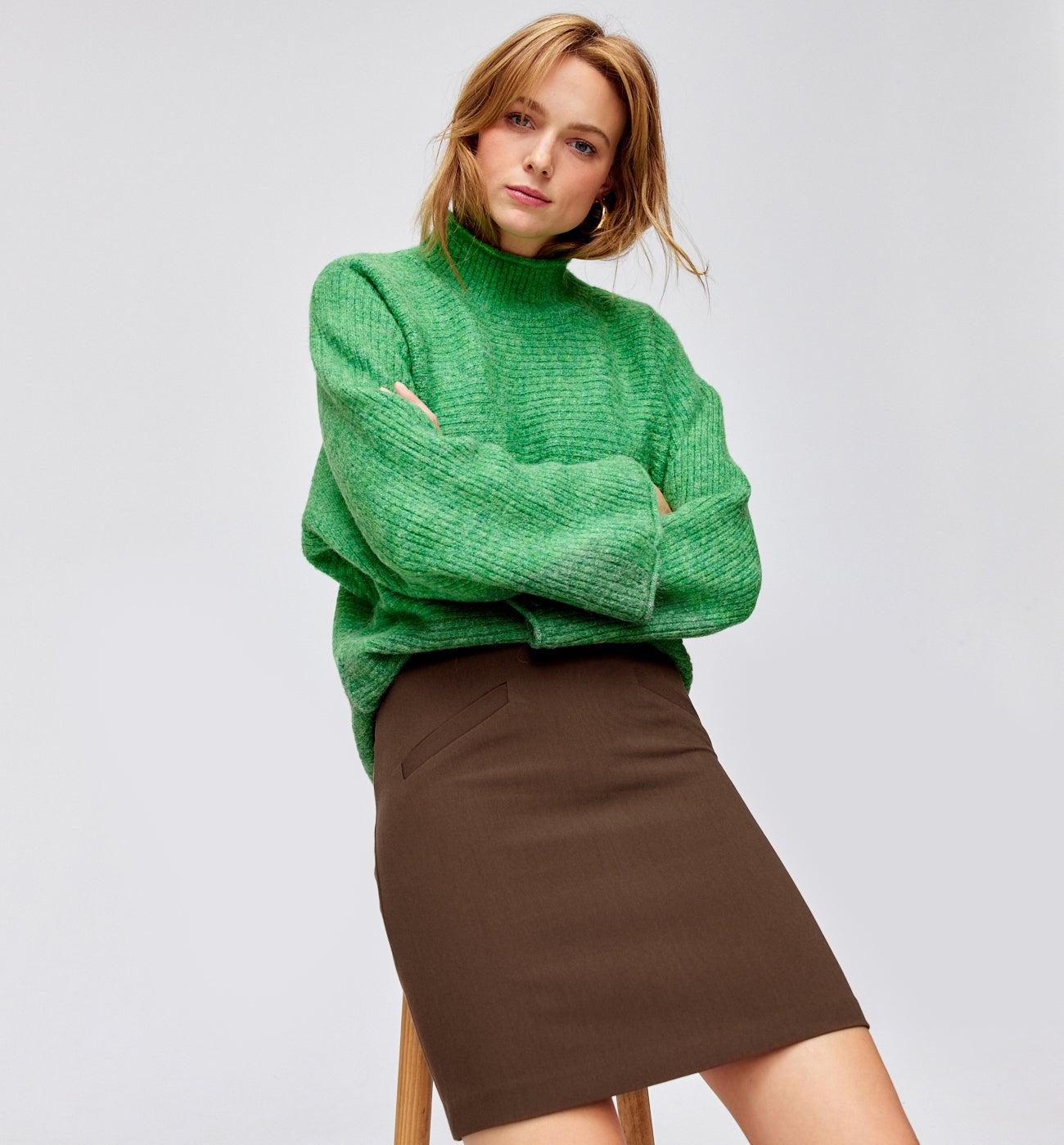 Jupe courte unie Femme - Marron