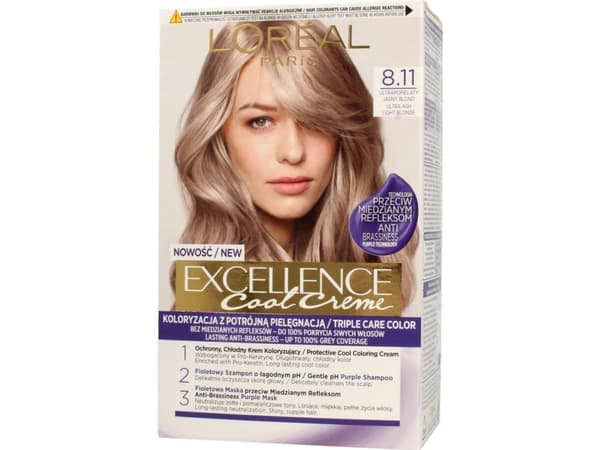 L'Oreal Paris Loreal Excellence Cool Creme Creme fargelegging 8.11 Ultra Ash Lys Blond 1 pakke.