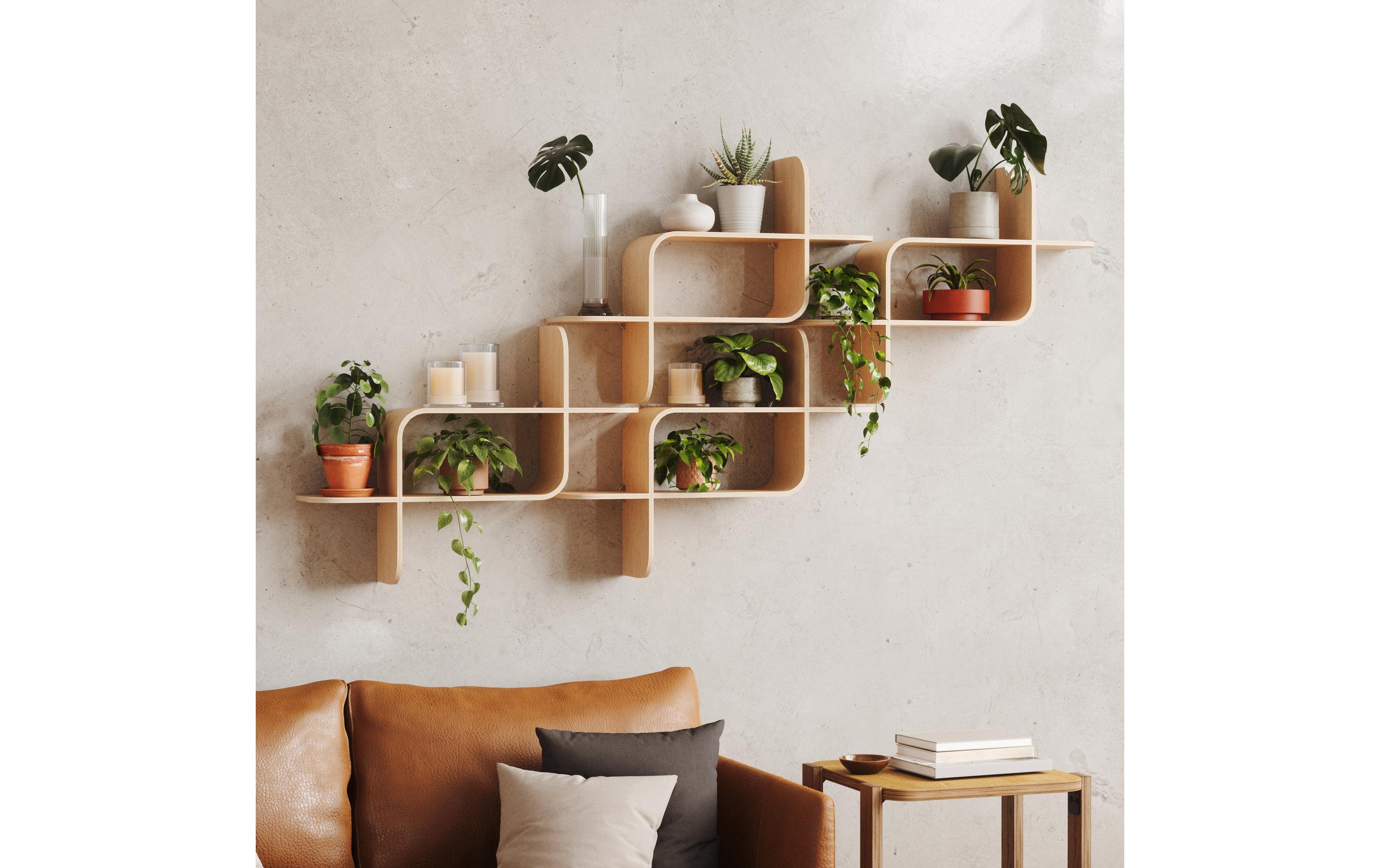 Wandregal Montage 62 x 15 x 47 cm, NatureSchweberegal aus Holz