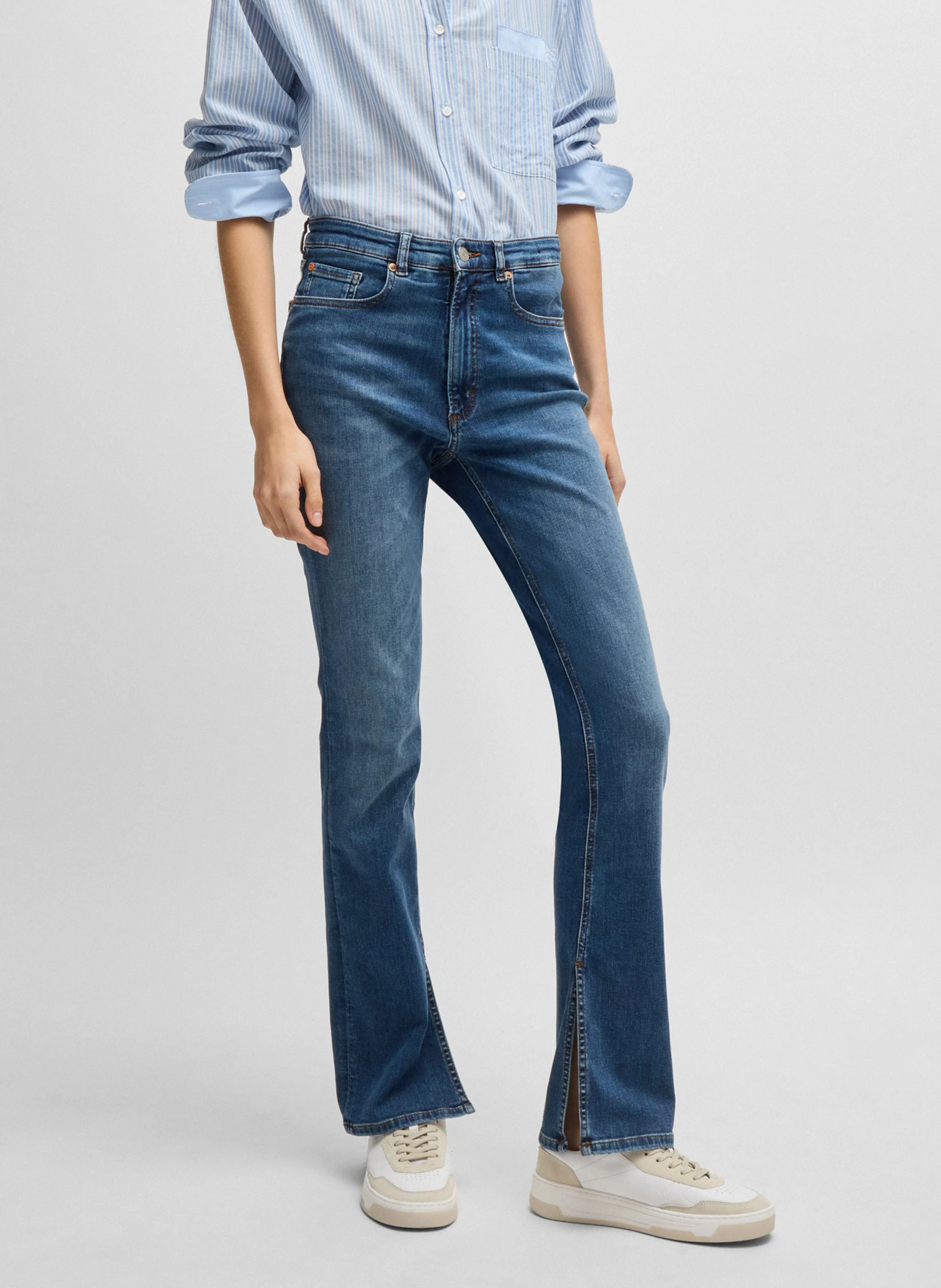 Jean boot-cut en coton mélangé | Bleu
