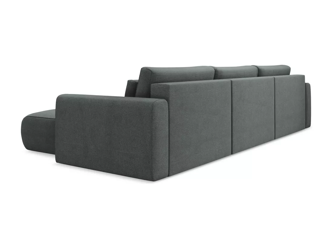 Canapé d'angle panoramique convertible en tissu texturé - gris - KAPUA